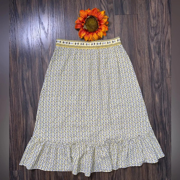 🦋B2G1🦋MAX STUDIO Yellow Peasant Skirt | SMALL | NWT - Picture 5 of 9